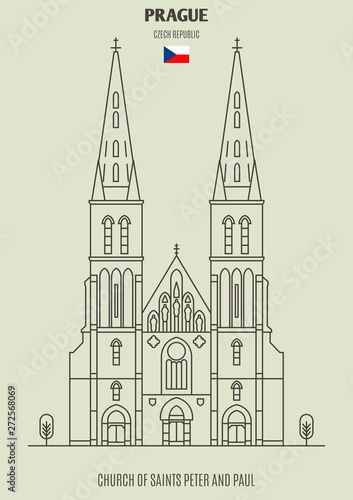 Church of Saints Peter and Paul in Prague  Czech Republic. Landmark icon