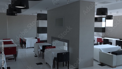 restaurant  interior visualization  3D illustration