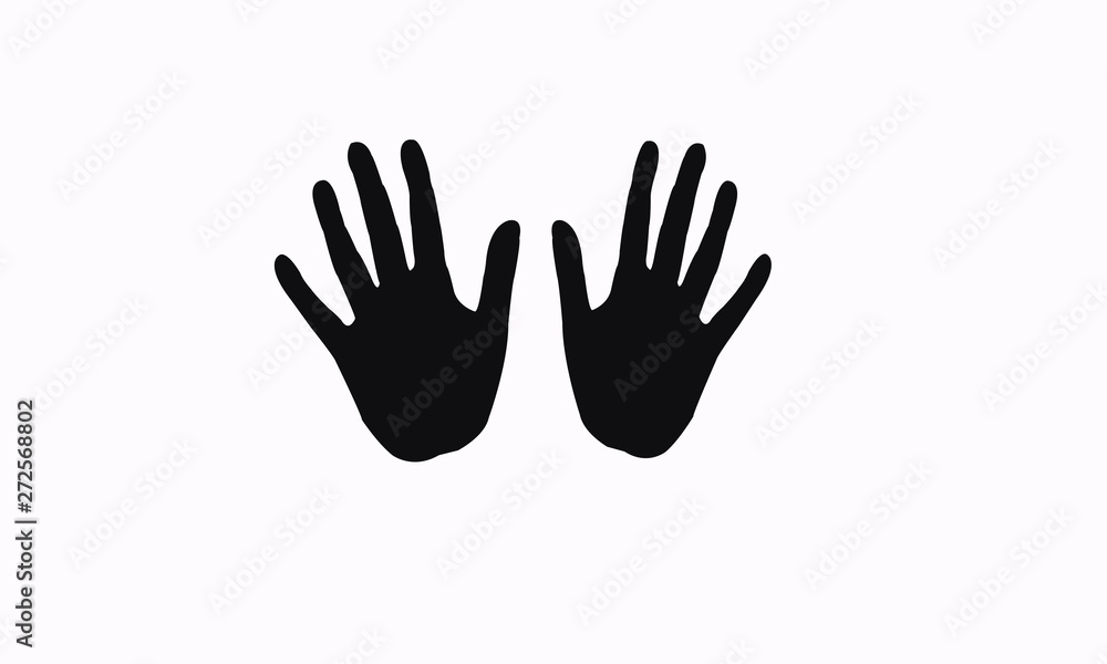 Silhouette model palm people. Drawn in black, isolated on white background Silhouette model palm people. Drawn in black, isolated on white background