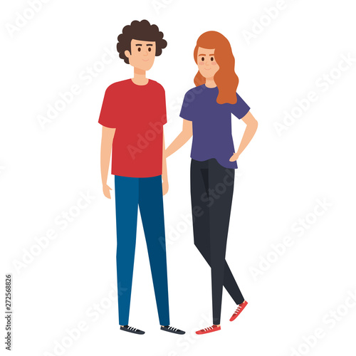 young couple lovers avatars characters