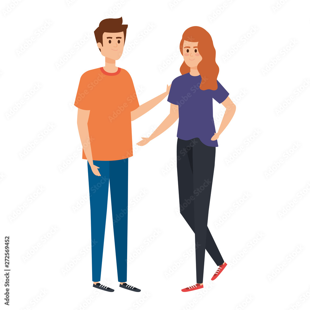young couple lovers avatars characters young couple lovers avatars characters