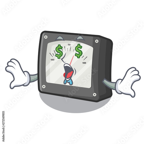 Money eye amperage meter above the cartoon table