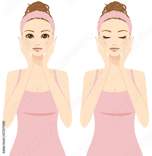 女性　スキンケア　上半身