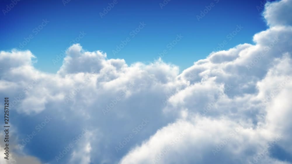 blue sky with white clouds,flight over the clouds a sunny day with strong wind