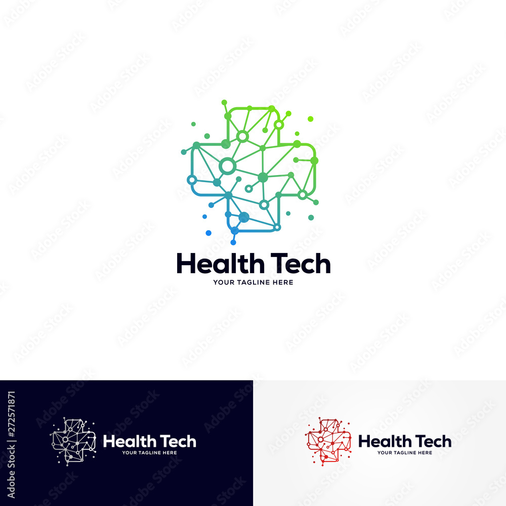 health tech logo designs template, healthcare logo designs Stock Vector