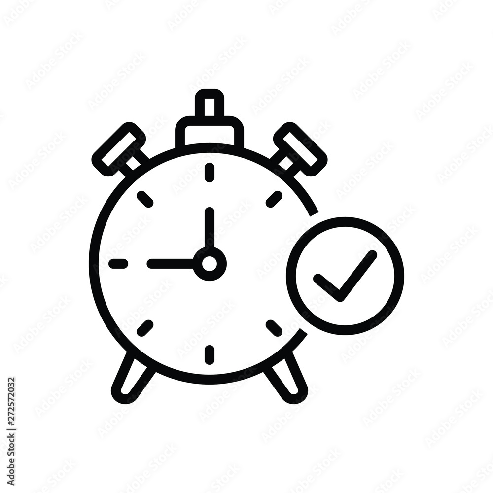 Black line icon for time check symbol Black line icon for time check symbol