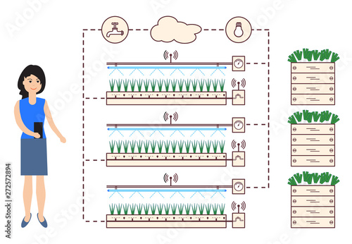 Woman controls the smart farm and agriculture.