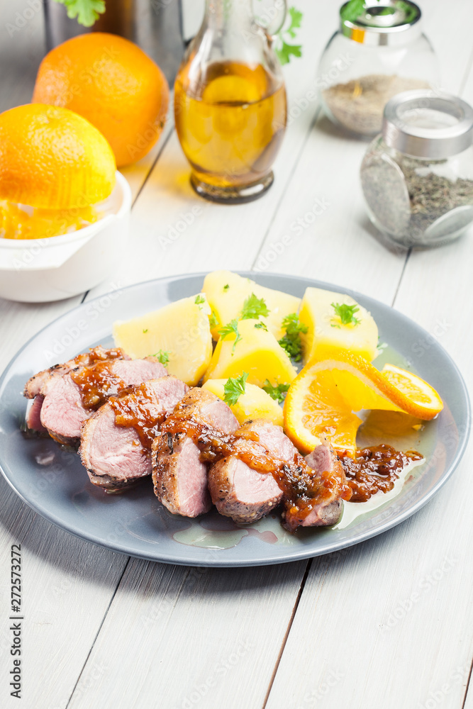 Roast duck breast with orange sauce Roast duck breast with orange sauce