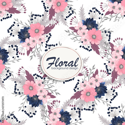 Seamless colorful floral pattern in folk style with flowers  leaves.. Hand drawn. Vector illustration.