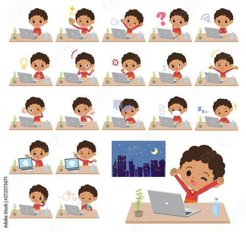 perm hair boy_desk work