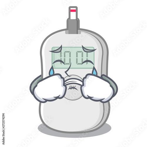 Crying diabetes check machine cartoon medicine box