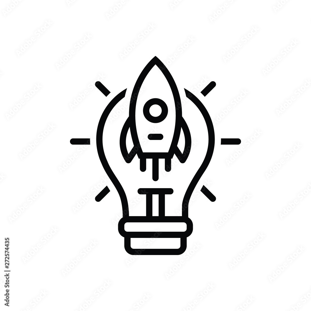 Black line icon for great idea Black line icon for great idea