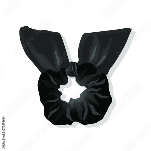 Black Scrunchy isolated on white. Vector Headband.