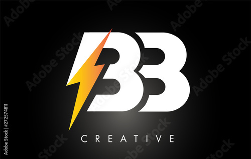 BB Letter Logo Design With Lighting Thunder Bolt. Electric Bolt Letter Logo