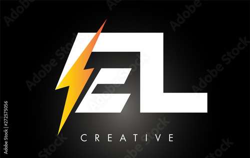 EL Letter Logo Design With Lighting Thunder Bolt. Electric Bolt Letter Logo