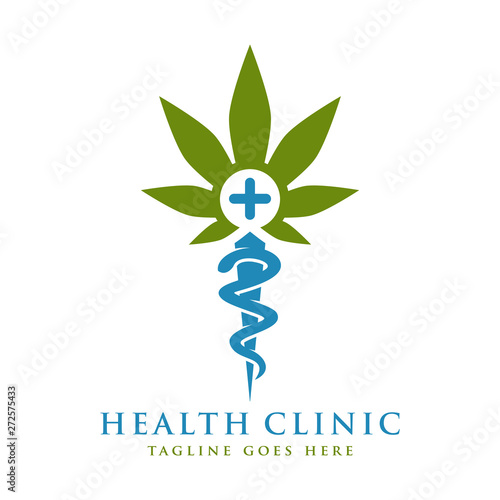 health symbol logo design and marijuana