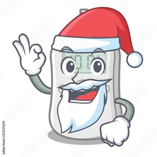 Santa diabetes check machine above mascot table