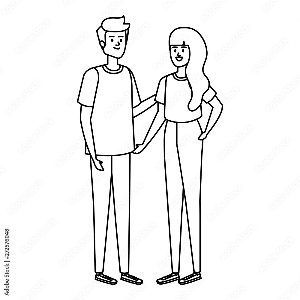 young couple lovers avatars characters young couple lovers avatars characters