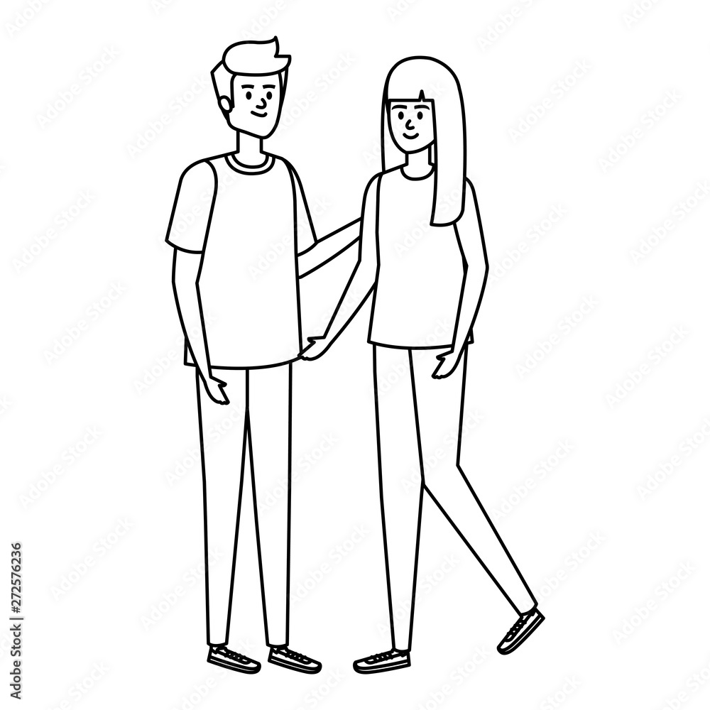 young couple lovers avatars characters young couple lovers avatars characters
