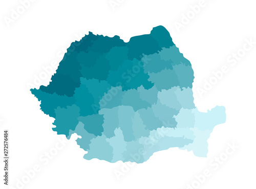 Fotografia, Obraz Vector isolated illustration of simplified administrative map of Romania