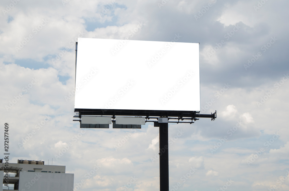blank billboard on background of blue sky with clouds blank billboard on background of blue sky with clouds