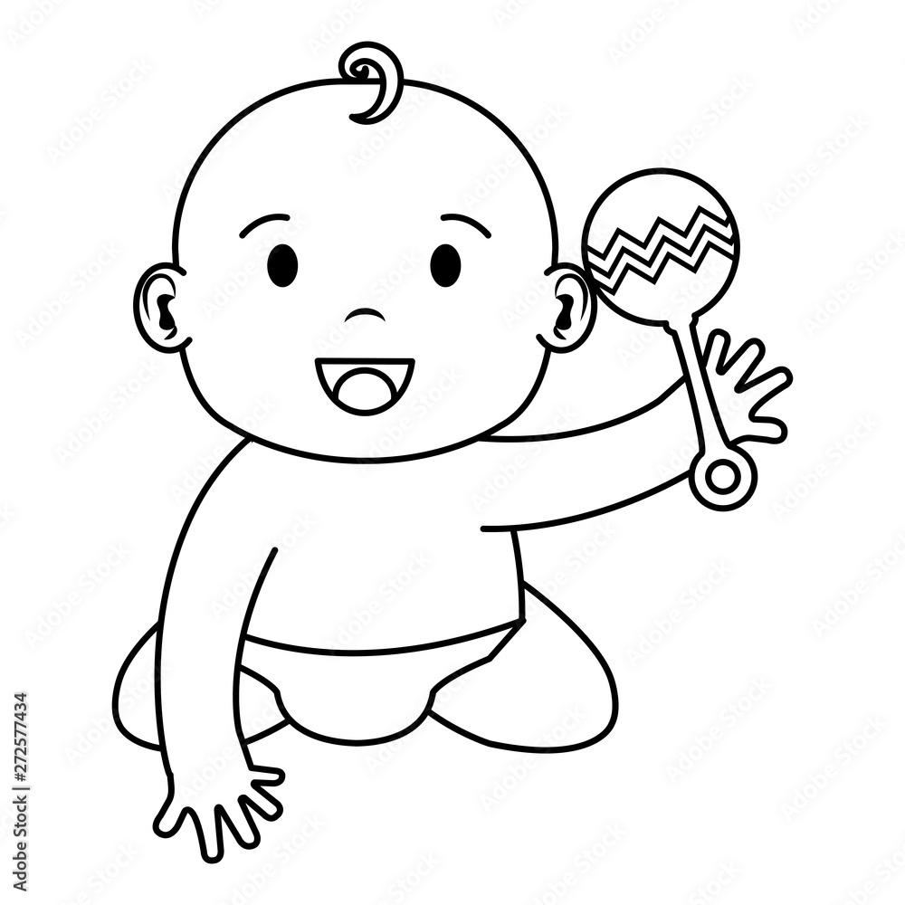 cute little baby boy with bell character cute little baby boy with bell character