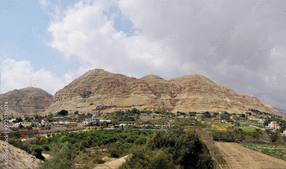 Panorama of the Mount of Temptation, Israel.
