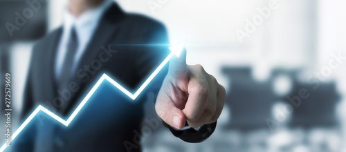 Photography Business development to success and growing growth concept, Businessman pointing