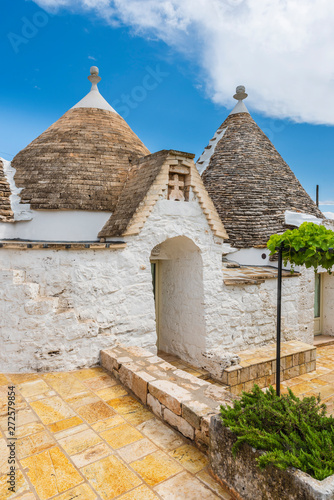 Trulli of the Itria valley. Details in the sky. Puglia  Italy.