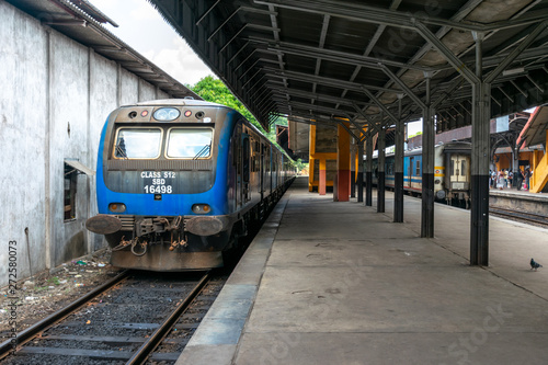 Train parked in Maradana Railway Station in ready to travel mood, Sri Lanka