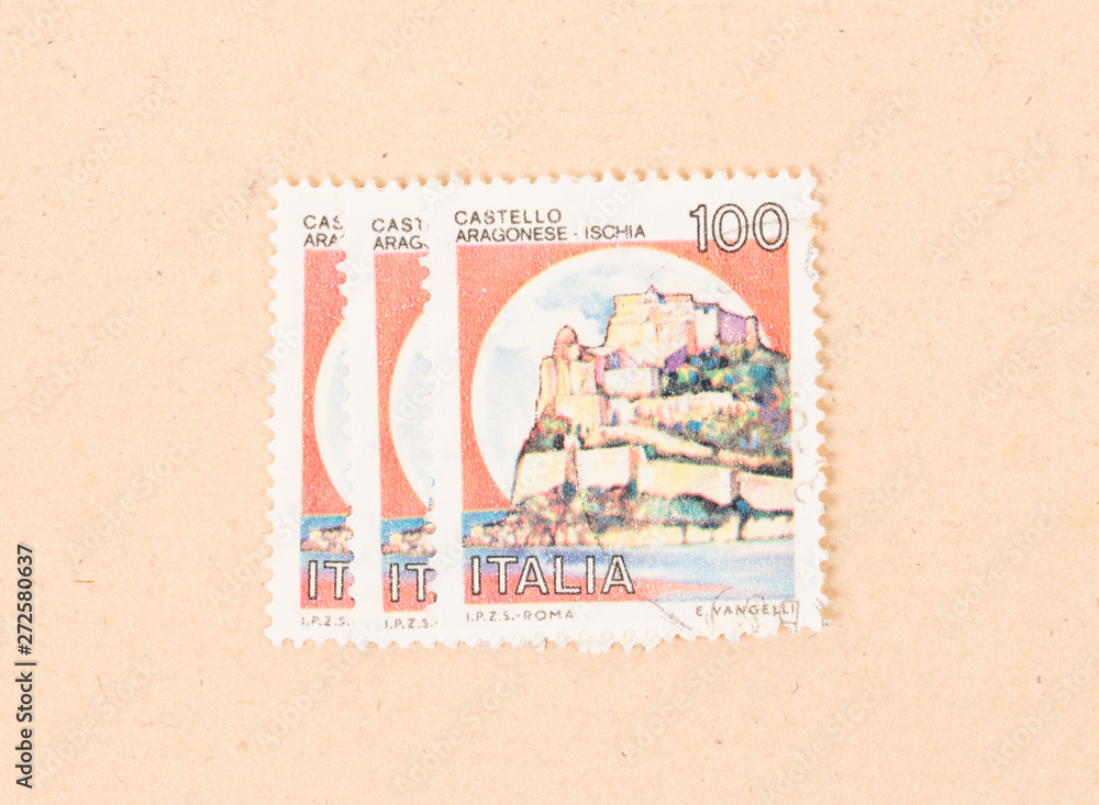 ITALY - CIRCA 1980: A stamp printed in Italy shows Castello Aragonese, circa 1980