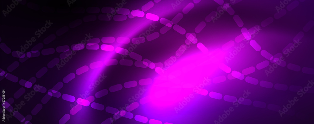 Obraz premium Neon vector wave lines abstract background, magic futuristic techno design