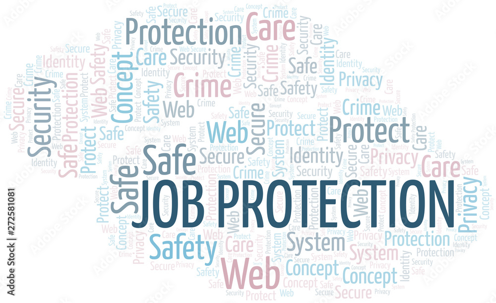 Fototapeta premium Job Protection word cloud. Wordcloud made with text only.