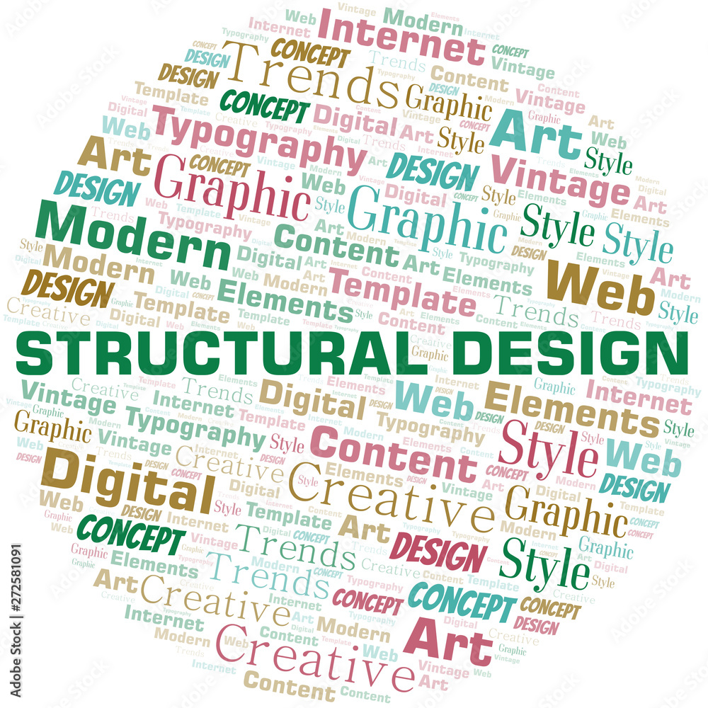 Structural Design word cloud. Wordcloud made with text only.