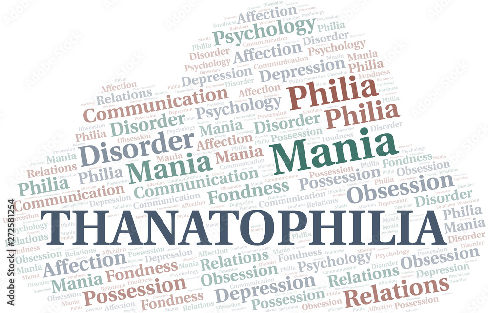 Thanatophilia word cloud. Type of Philia. Adobe Stock