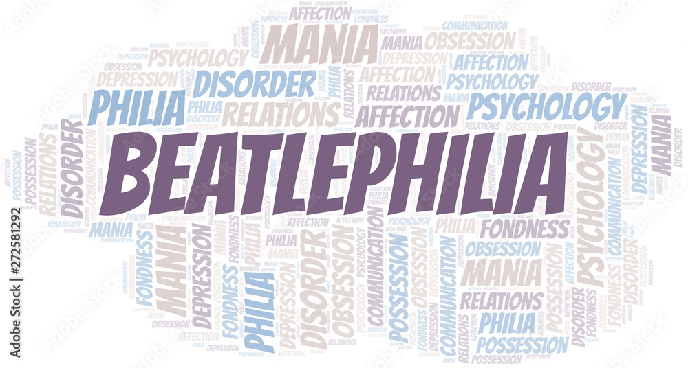 Obraz premium Beatlephilia word cloud. Type of Philia.