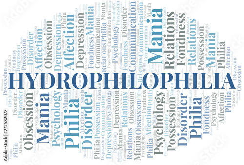 Hydrophilophilia word cloud. Type of Philia.