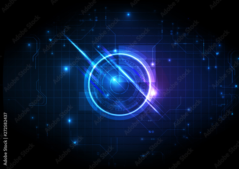 Fototapeta premium Blue Center Futuristic Digital Technology