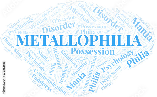 Metallophilia word cloud. Type of Philia.