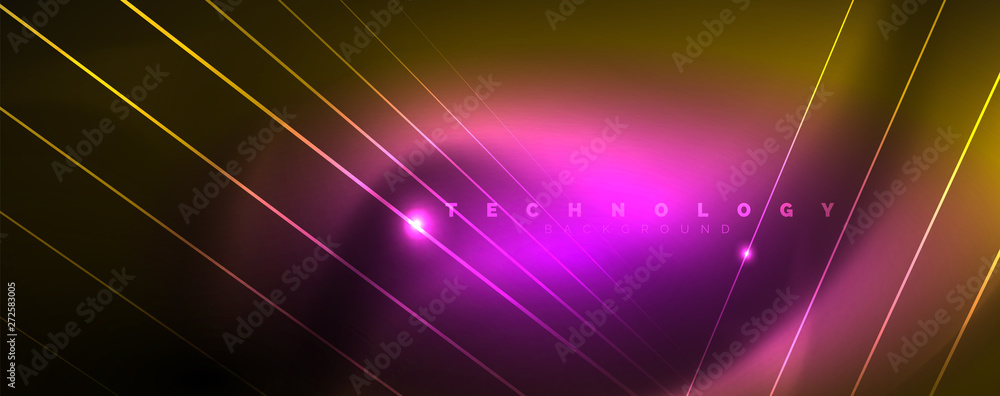 Shiny color neon light with lines, abstract wallpaper, shiny motion, magic space light. Techno abstract background Shiny color neon light with lines, abstract wallpaper, shiny motion, magic space light. Techno abstract background