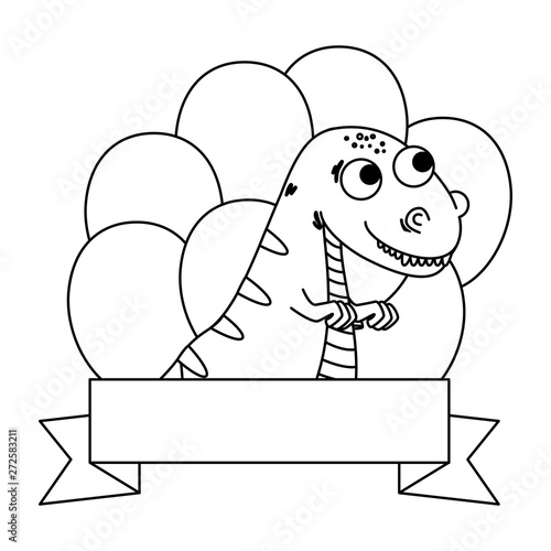 cute tyrannosaurus rex with balloons helium frame