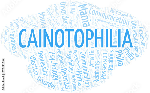 Cainotophilia word cloud. Type of Philia.