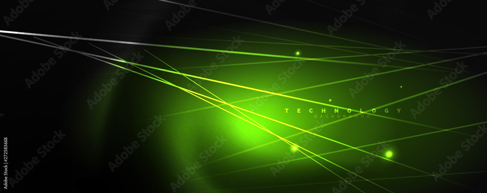 Naklejka premium Shiny color neon light with lines, abstract wallpaper, shiny motion, magic space light. Techno abstract background