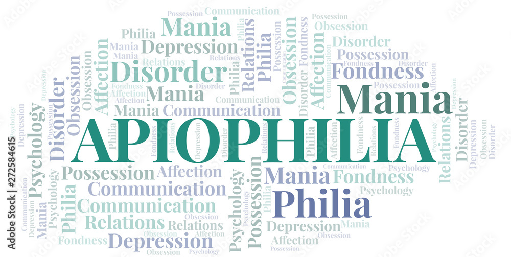 Apiophilia word cloud. Type of Philia.