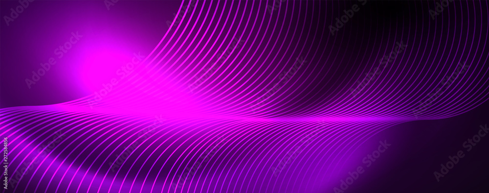 Shiny neon lights, dark abstract background with blurred magic neon light curved lines Shiny neon lights, dark abstract background with blurred magic neon light curved lines