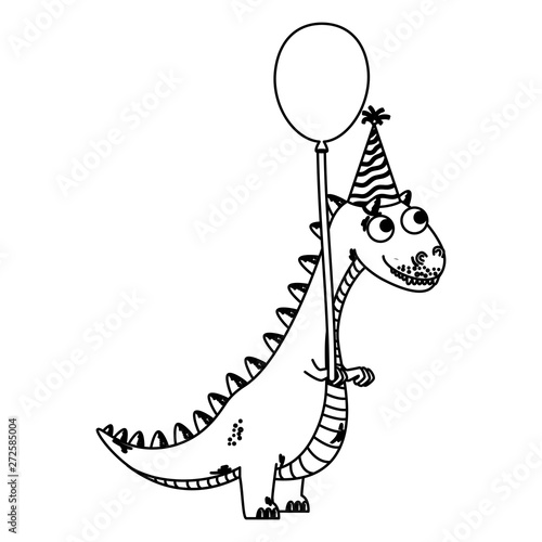 cute tyrannosaurus rex with balloon helium