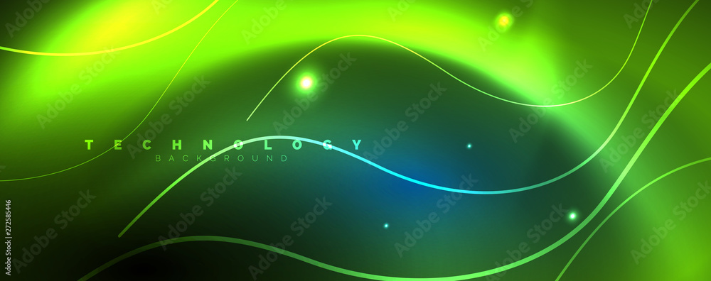 Trendy neon blue abstract design with waves and circles. Neon light glowing effect. Abstract digital background. Trendy neon blue abstract design with waves and circles. Neon light glowing effect. Abstract digital background.