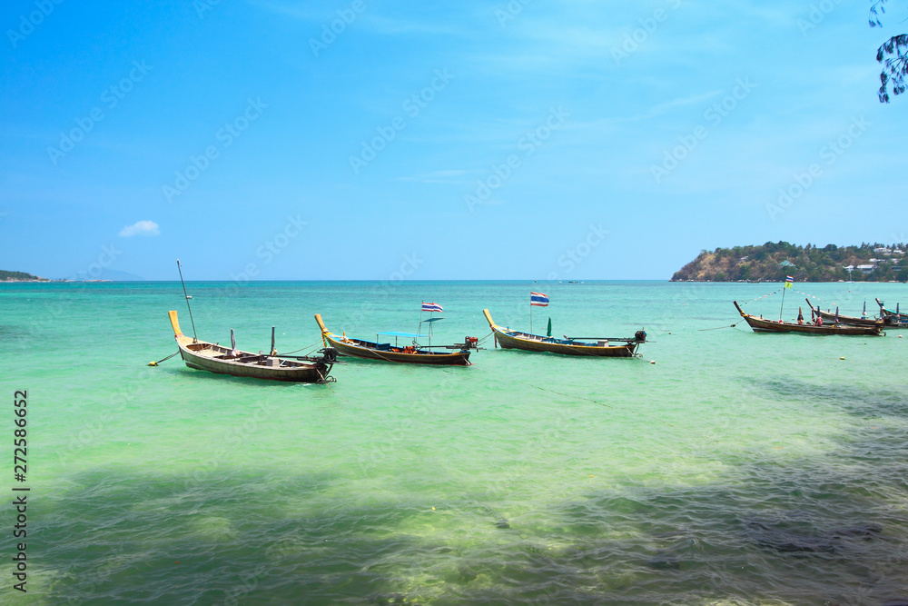 Transport boat at RaWai beach,PhuKet,Thailand