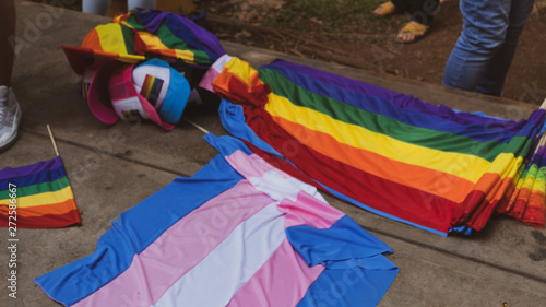 LGBT market with gay and trans flag pride