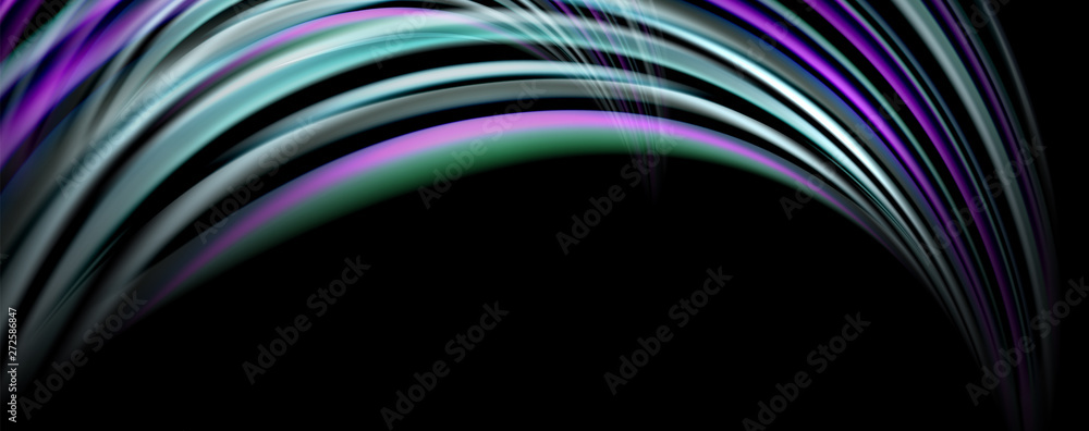 Fluid color rainbow style wave abstract background, techno modern design on black Fluid color rainbow style wave abstract background, techno modern design on black
